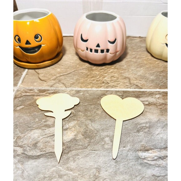 Set Of 3 Pumpkin Ceramic Planter Succulent Pots Halloween Fall Decor Harvest - Picture 6 of 8